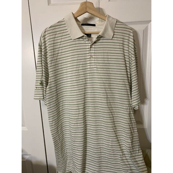 Nike Tiger Woods Collection Dri-Fit Golf Polo SzXL White Green Striped Escondido - Picture 3 of 6